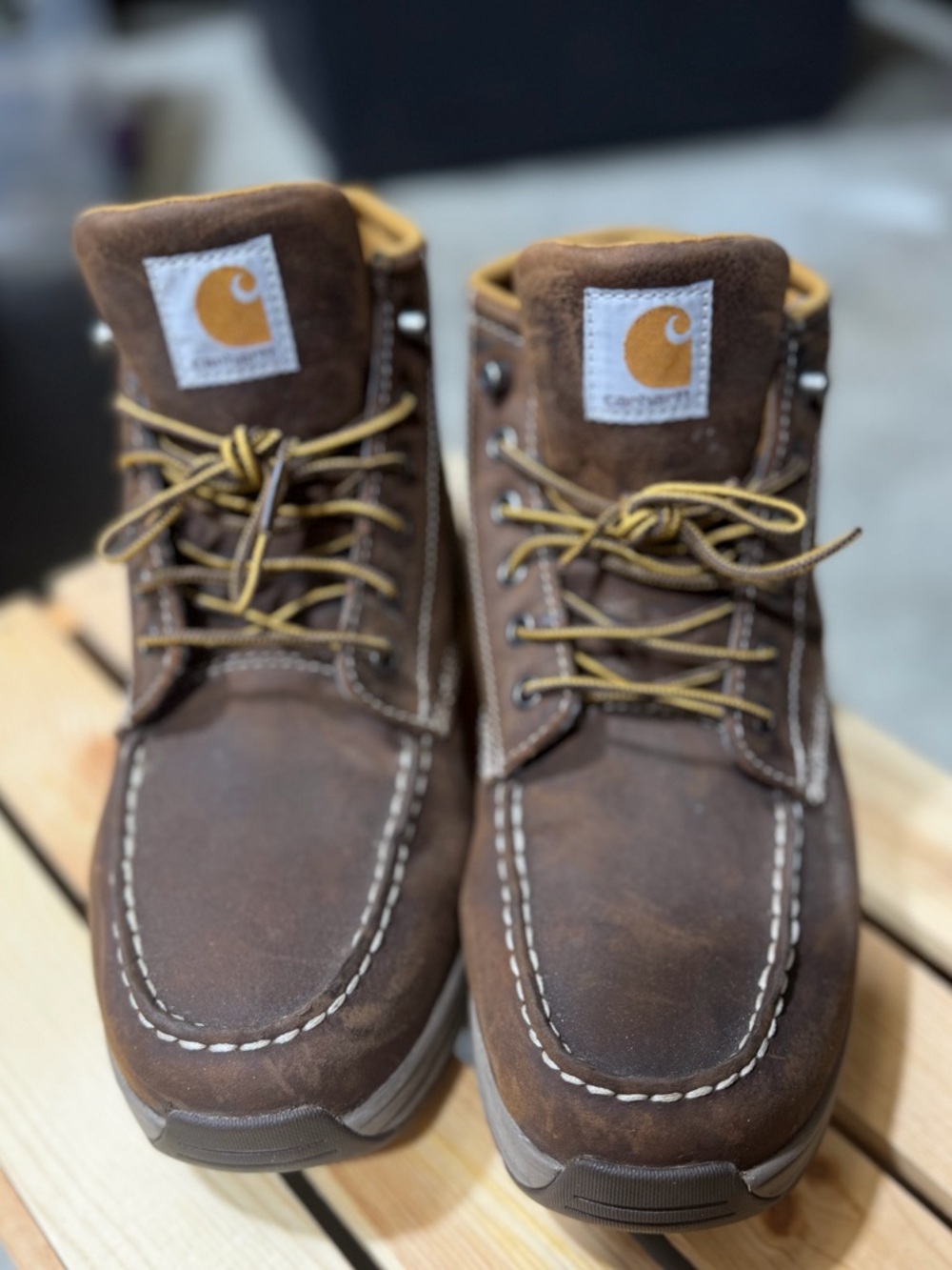 Carhartt Leather Work Boots Mens 10.5 Brown Soft Toe Lace Up Chukka Style